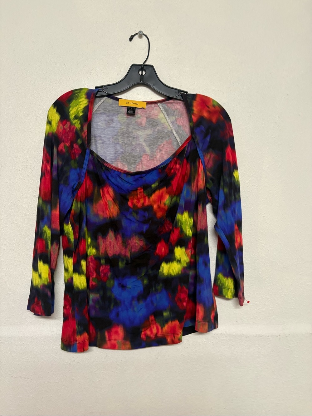 St. John Multicolor Scoop Neck Long Sleeve Top